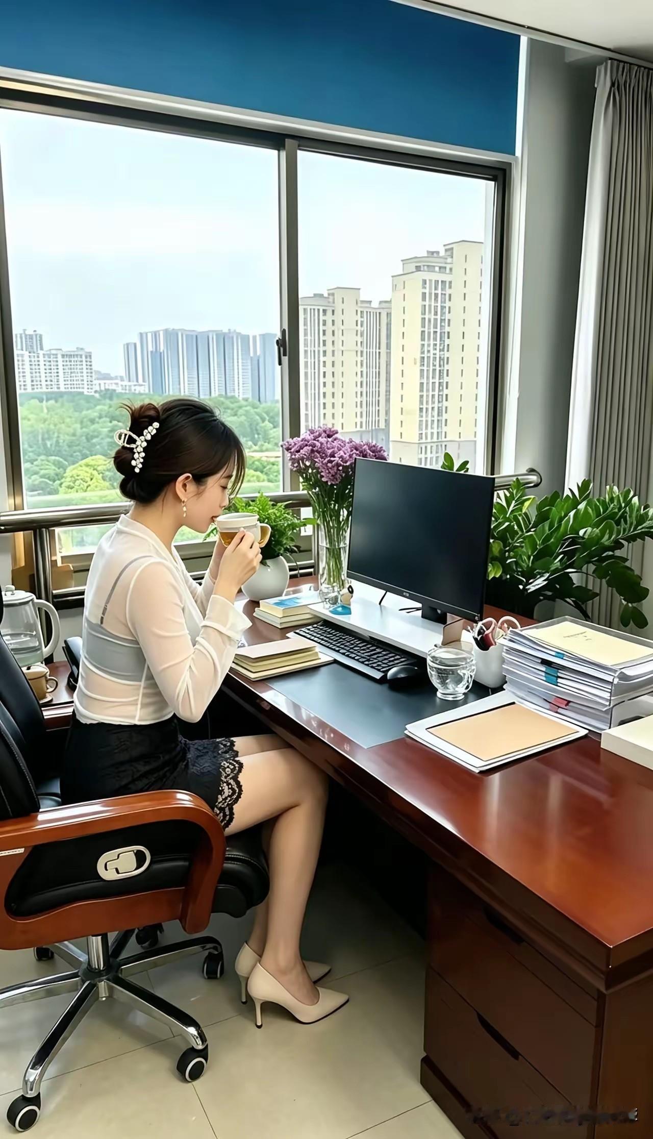 这是我表姑的女儿，肤白貌美大长腿，在一间写字楼当白领，远远看上去，给人一种高贵典