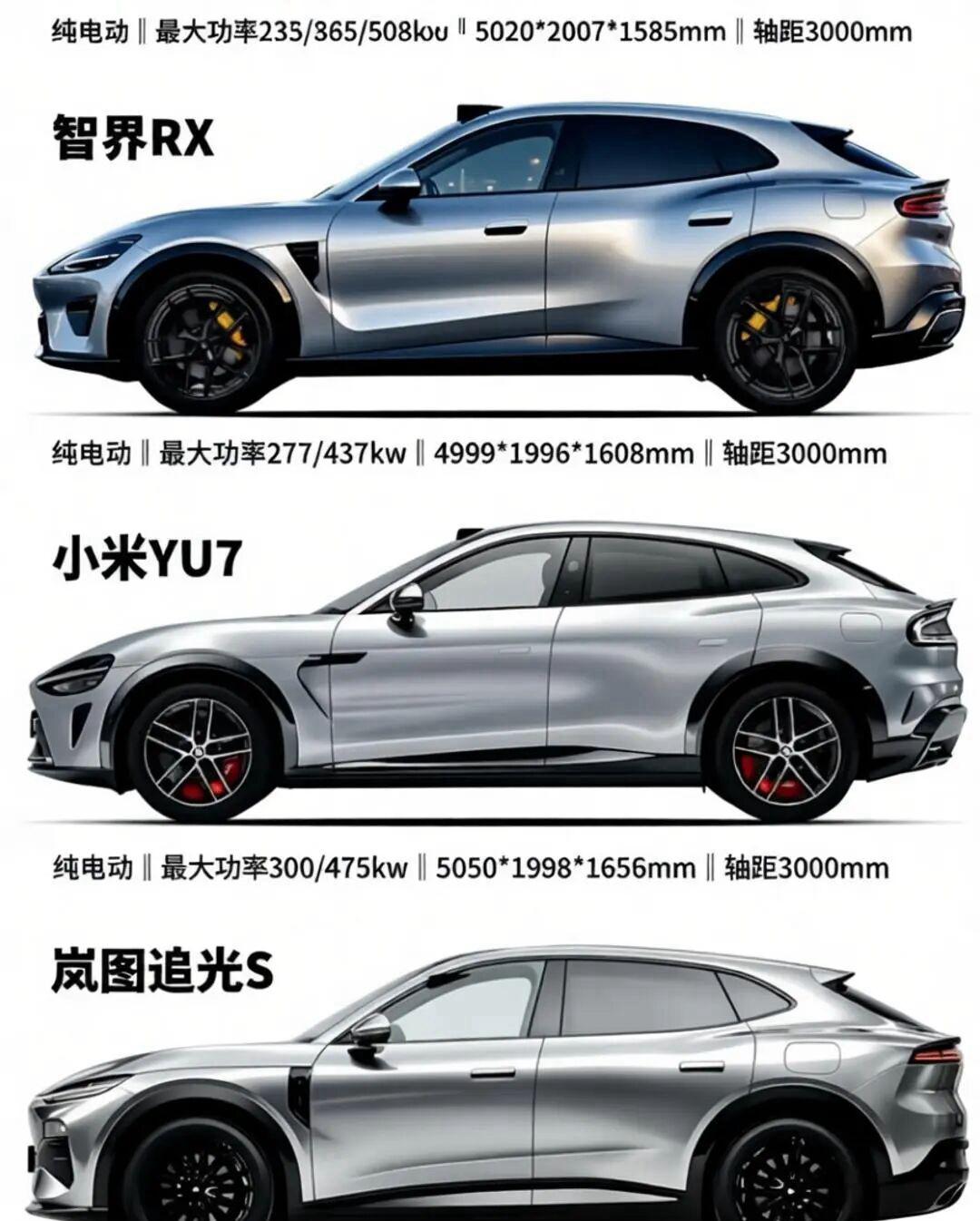 30万SUV 智界RX 小米YU7 岚图追光S 你选谁三款纯电轿跑SUV对决，车