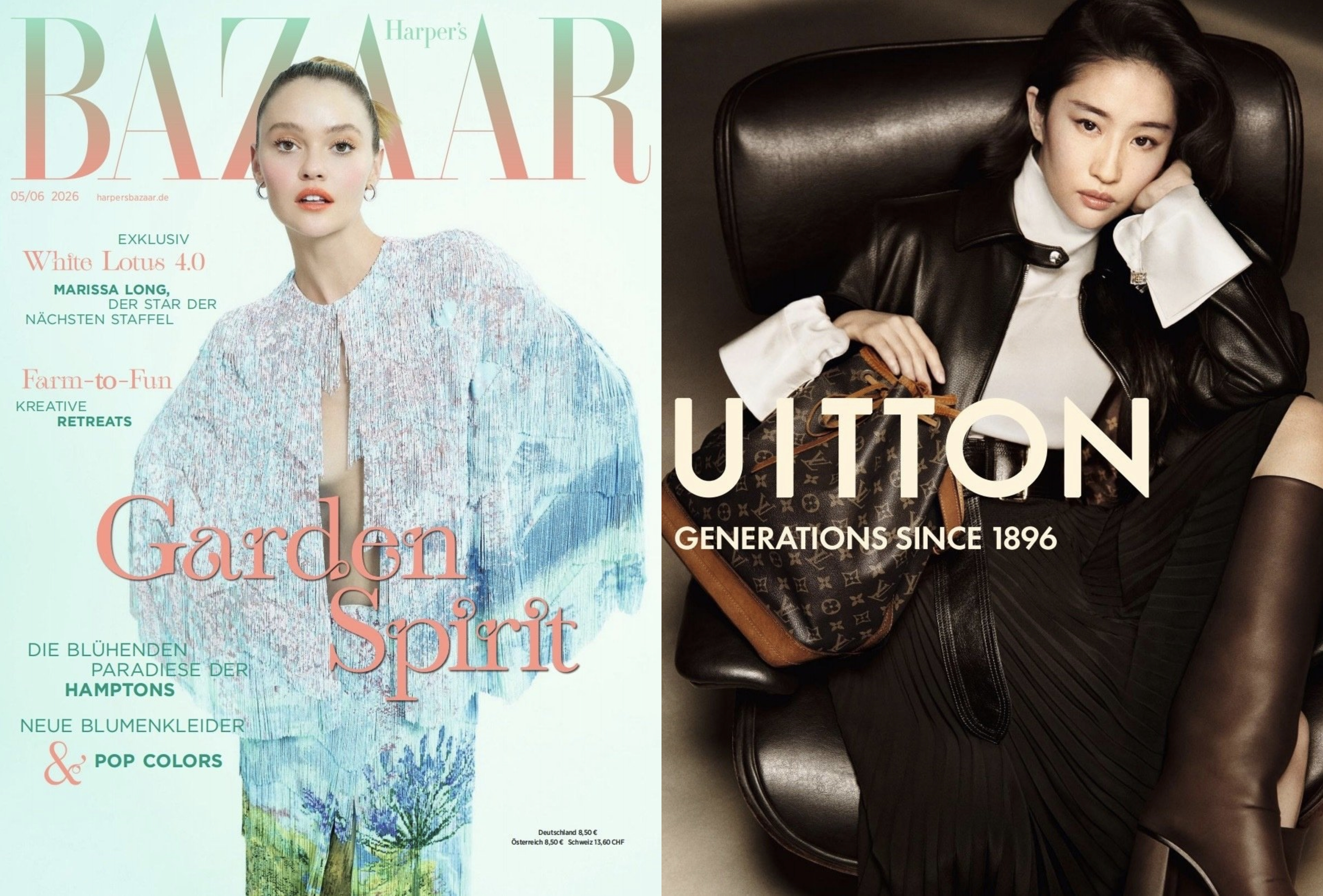 德国版芭莎五/六月合刊投放刘亦菲LV Monogram 130 周年全球广告