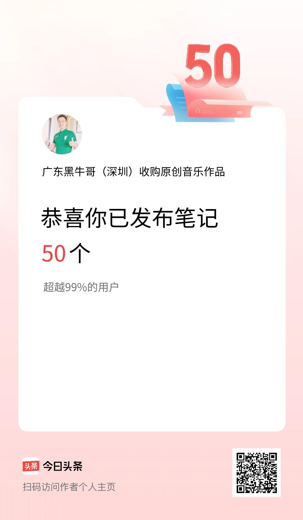 我在头条累计投稿笔记50个