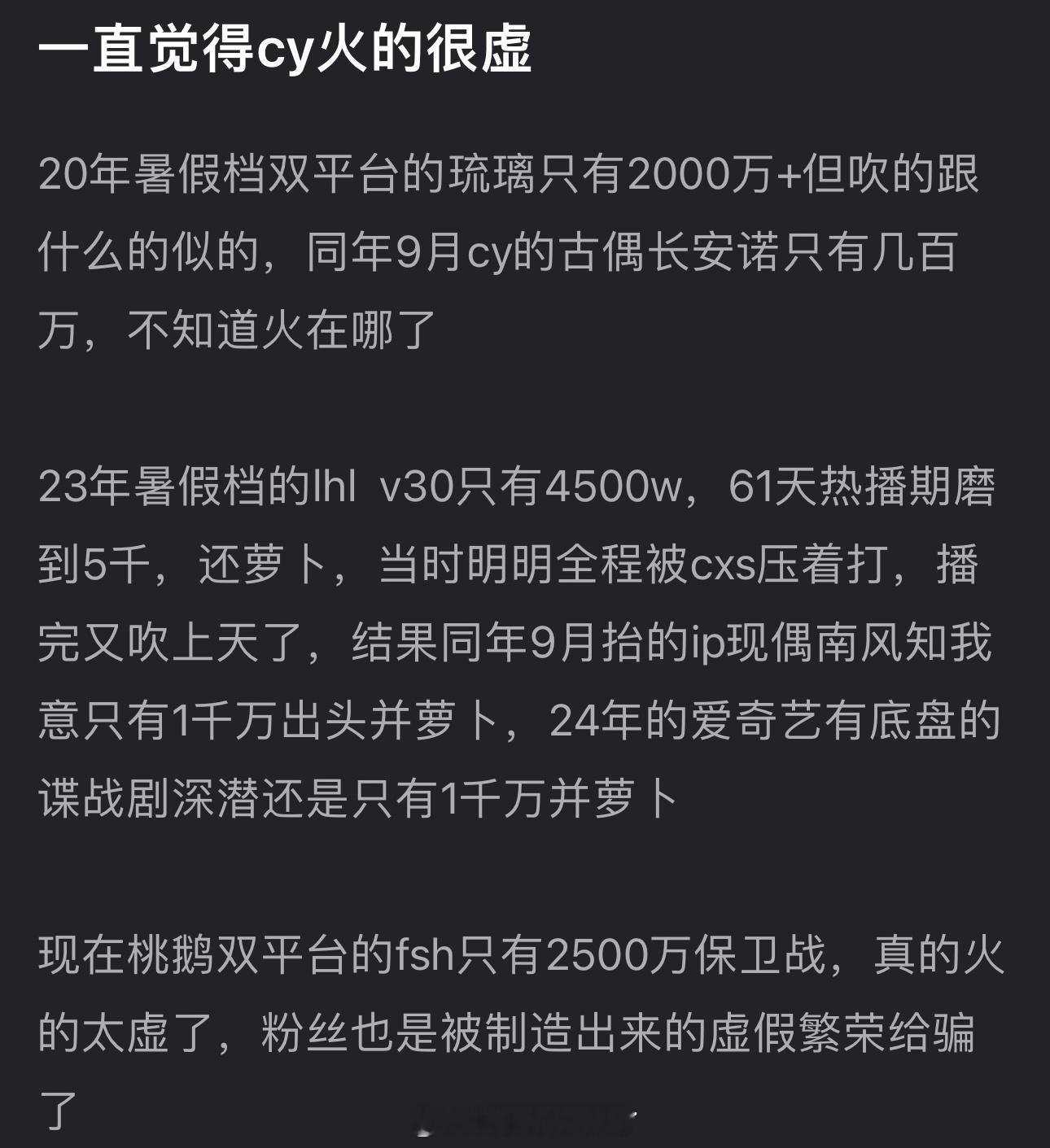 有网友说一直感觉成毅火的很虚，大家怎么看？ ​​​