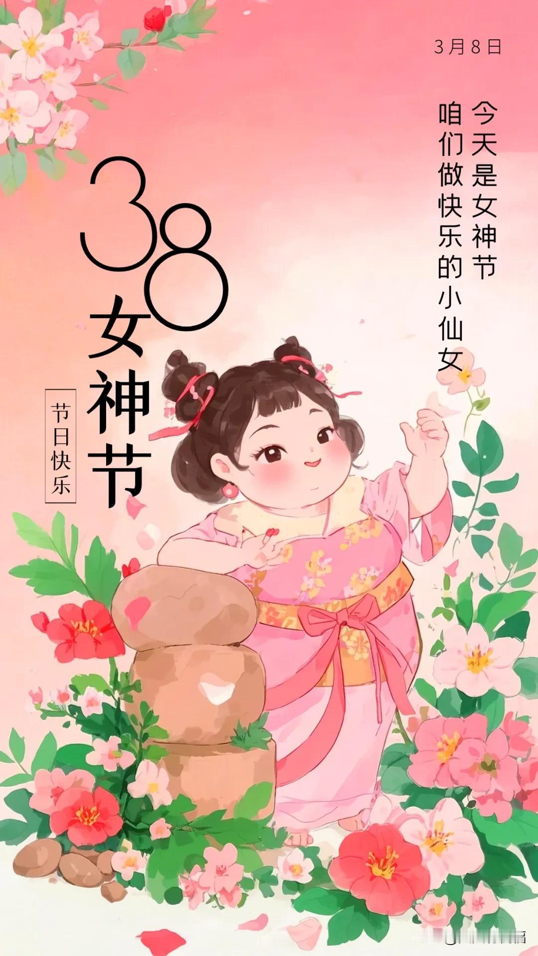 今天是女神节，咱们做快乐的小仙女！骄傲自由，光芒万丈！

亲爱的朋友们，今天是女