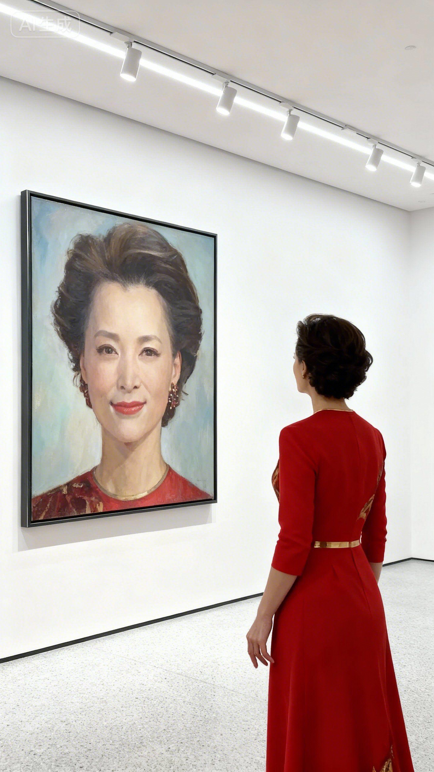 如果她再看这幅画，会不会想到曾经主持春晚的时候