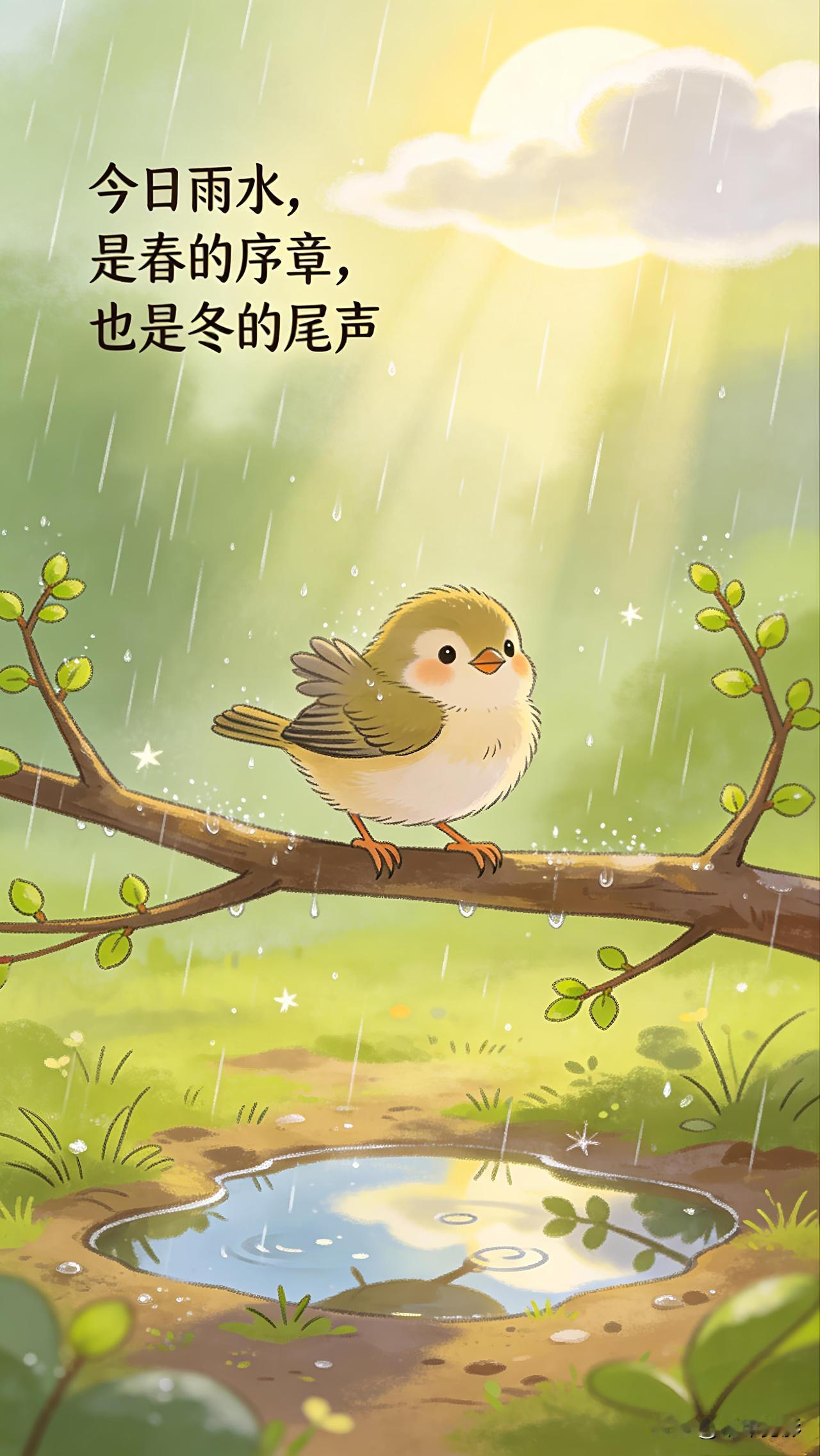 🌱 雨水日诗意祝福语

雨水洗尘，万物萌新
愿你心随春动，步步生花
眉目舒展，