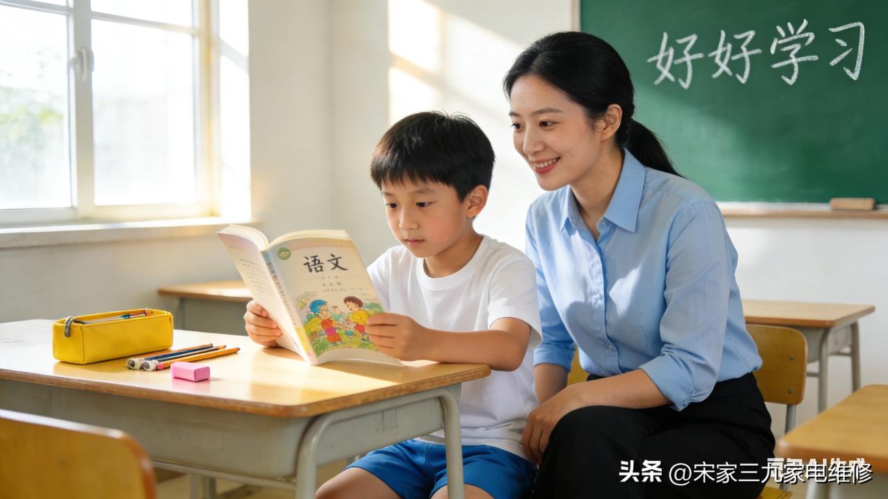 一份来自课堂的安心
 
傍晚的余晖刚漫过窗台，子锐就背着书包一路小跑着进了门，放