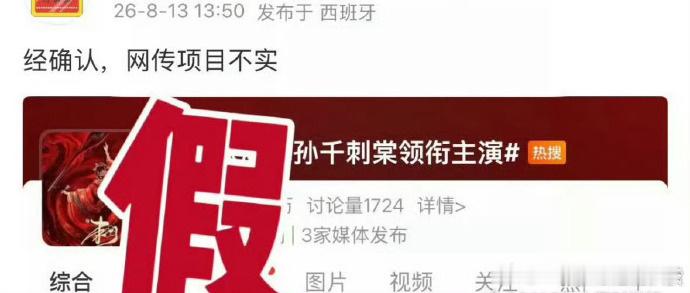 对接否认孙千出演刺棠否认 