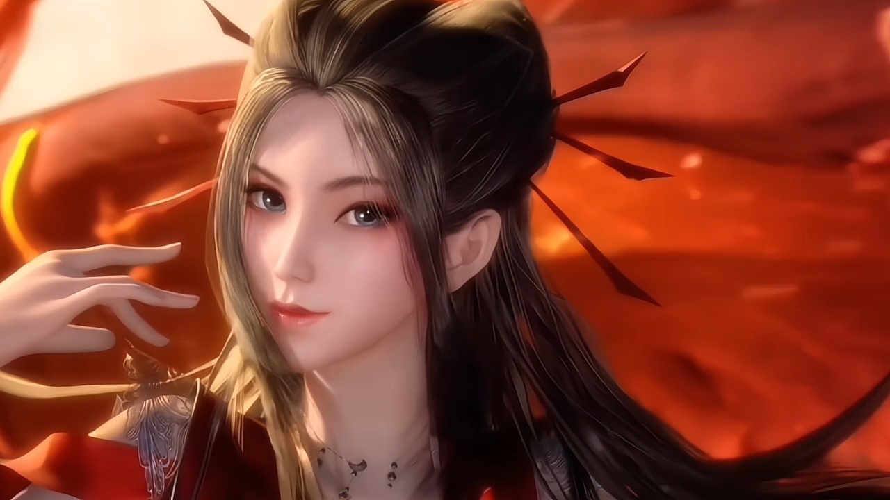 焰灵姬1124生日快乐 天行九歌焰灵姬焰灵姬朱衣映火鬓丝柔，轻执银簪对镜眸。烈焰