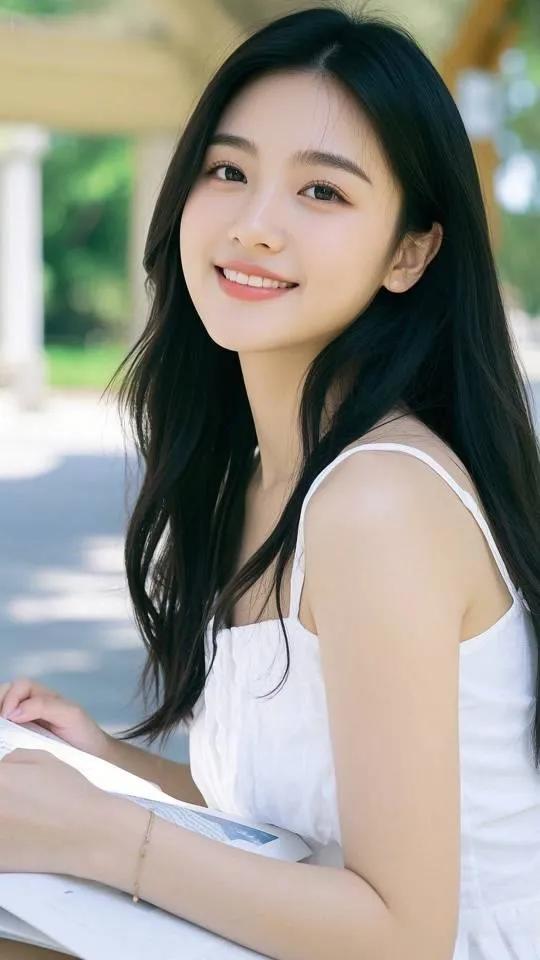 阳光下的甜美笑容，白色连衣裙的清新自然。让心灵沐浴在晨光中，感受那份宁静与美好。