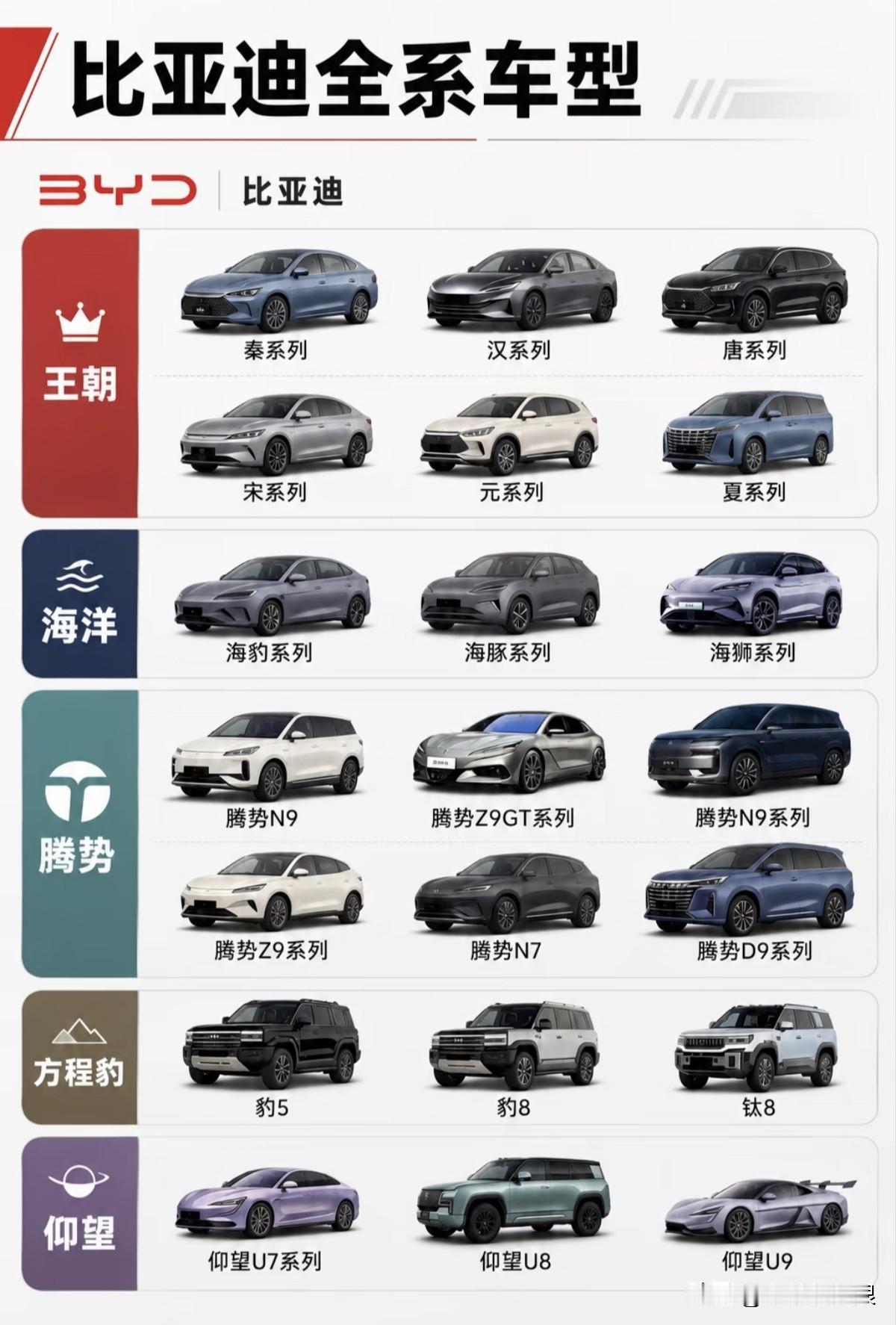 国内头部车企产品宝典揭秘！
比亚迪堪称国内首屈一指的车企（绝无其二），其产品多得
