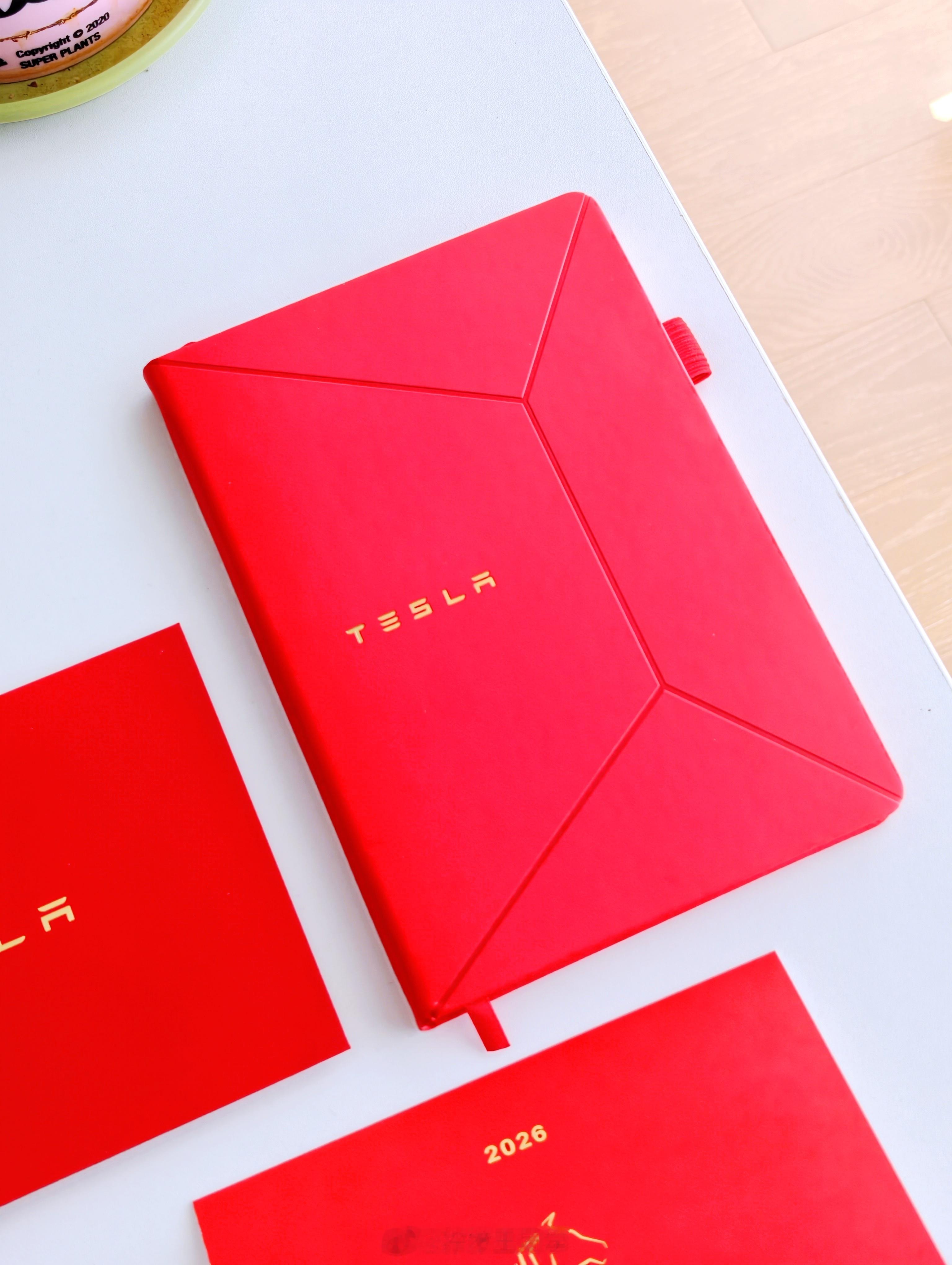 收到特斯拉的新年礼盒🎁都是一些平时用得上的东西，一个带有日历的日程本、小刺猬玩