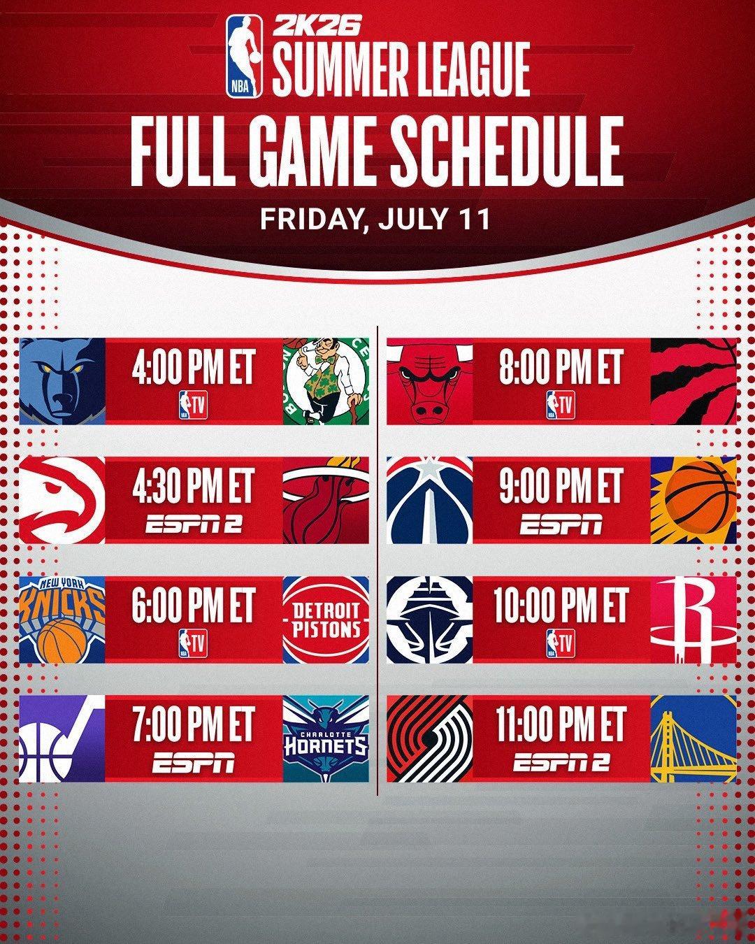 夏季联赛第二天！明天11点开拓者vs勇士，杨瀚森首秀🚨nba夏季联赛杨瀚森瀚动