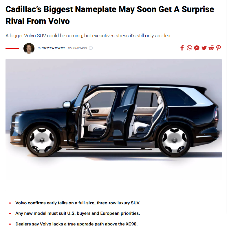 霍坎·萨穆埃尔松最近所提及的“正在讨论中的、可能比XC90更大的插混SUV”确实