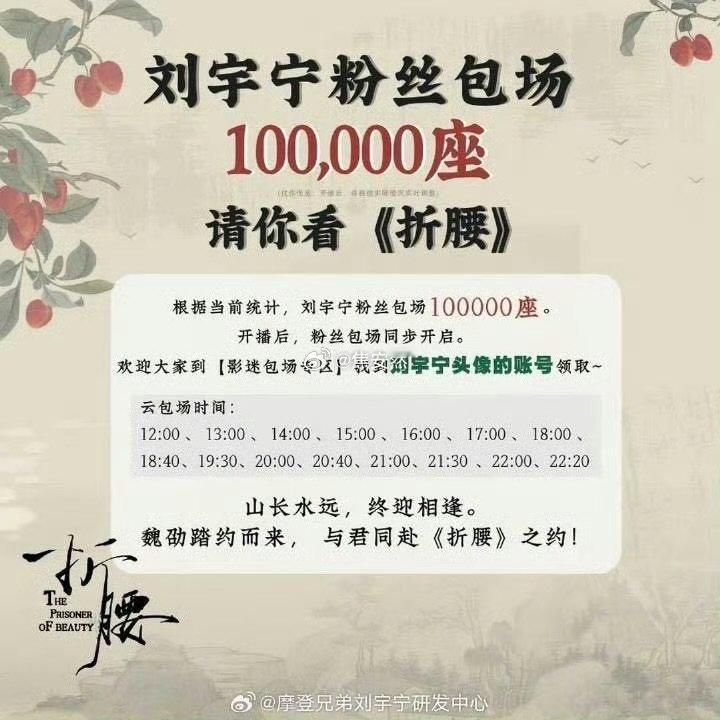 刘宇宁粉丝10w云包场刘宇宁粉丝支持折腰 太有实力了刘宇宁粉丝折腰10w云包场 