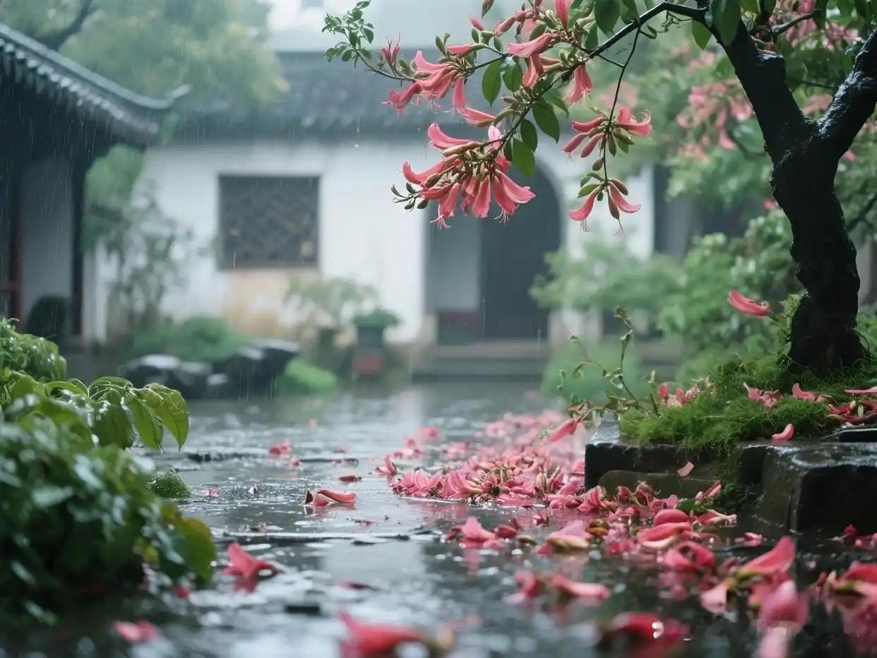 蝶恋花 · 暮春拾韵

艳褪英残春欲暮。柳絮飞扬，逝水携花去。幸有梧桐开处处，流