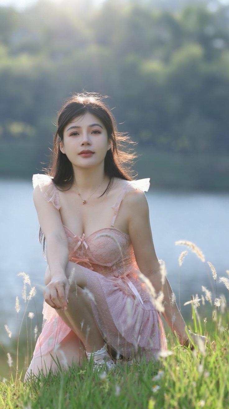 美女写真 湖边美景 甜美风 摄影