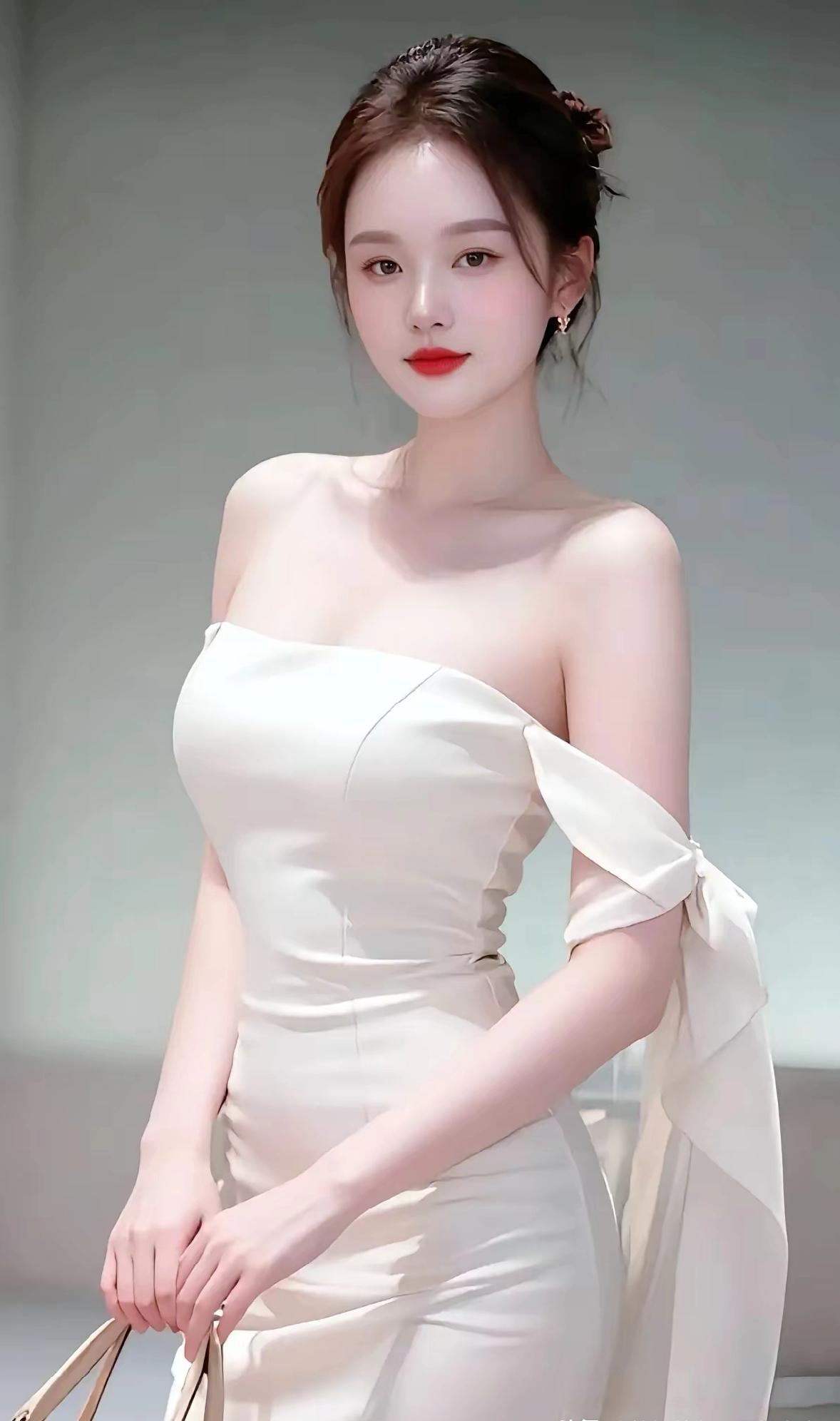 优雅气质，白色礼服，温柔动人，时尚穿搭素颜穿搭分享