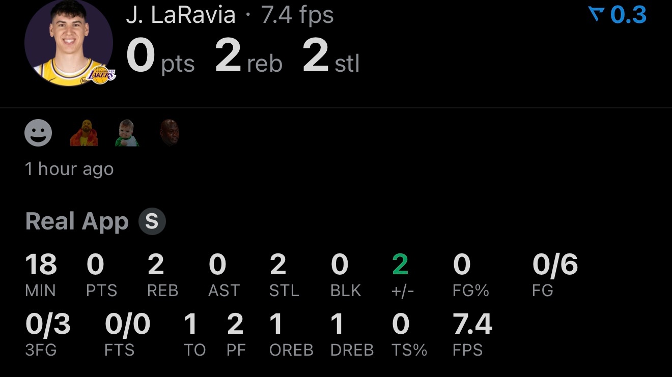拉拉维亚的半场数据：6中0 三分球3中02篮板2抢断1失误湖人vs独行侠