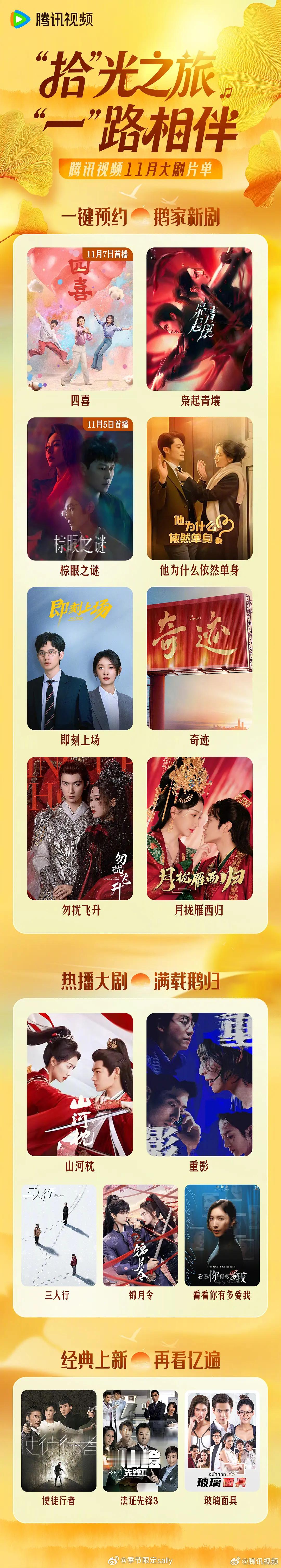 腾讯11月大剧片单，枭起青壤要播了啊 ​​​