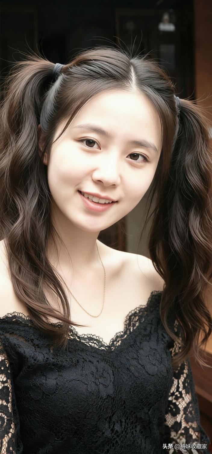 马尾辫美女（二十）

她优雅中透着一丝俏皮，卷曲的低双马尾如瀑布般垂落肩头，发丝