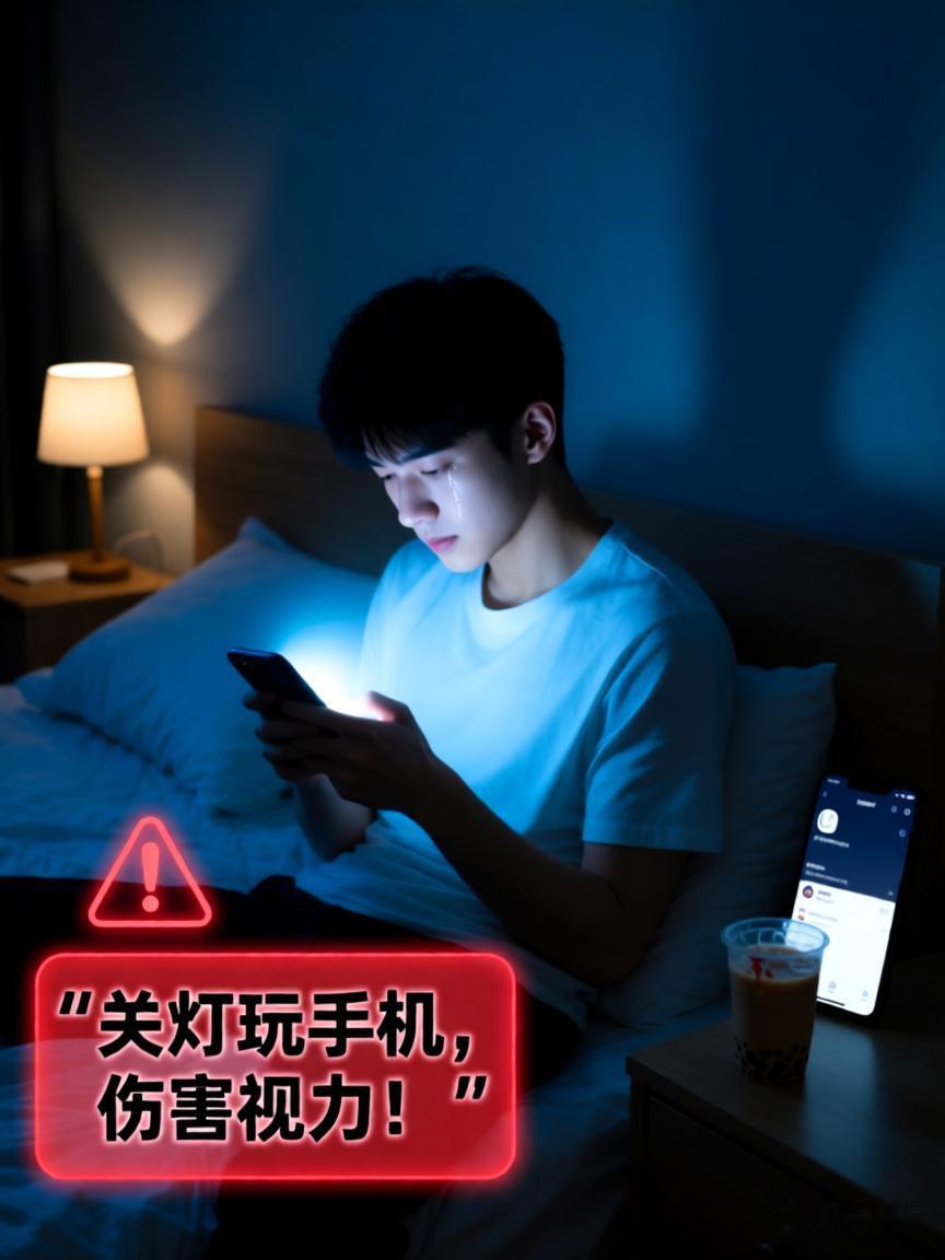 此刻的你，是不是关了灯在刷手机？
如果是那呢一定要注意眼睛所受到的危害！！！

