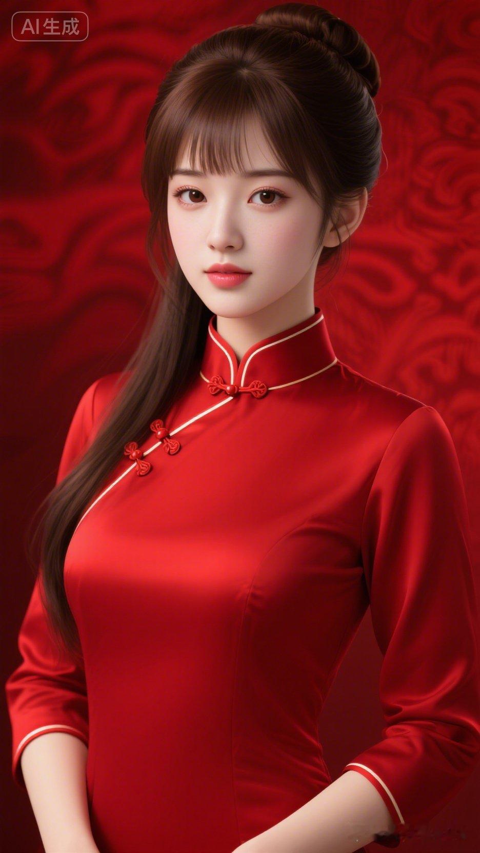 红衣美人，优雅气质，尽显东方韵味！