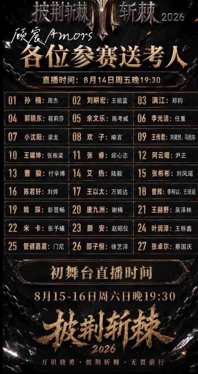 披荆斩棘的哥哥送考人名单来了，jojo唐九洲的送考人不是杜华而是谢楠 