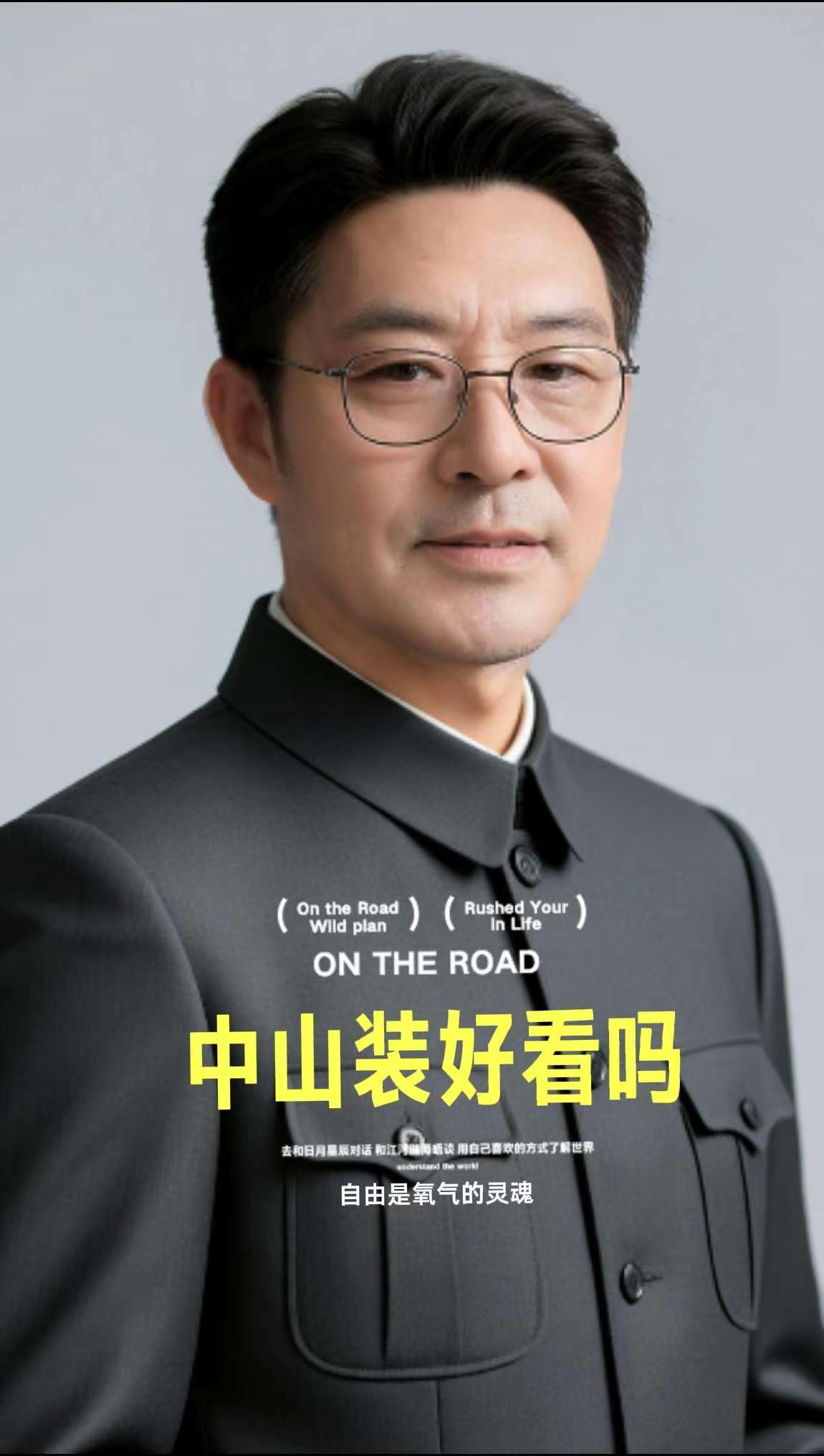 我穿中山装好看吗。AI中山服肖像 ai创作 自拍姿势科技改变的不只是生活