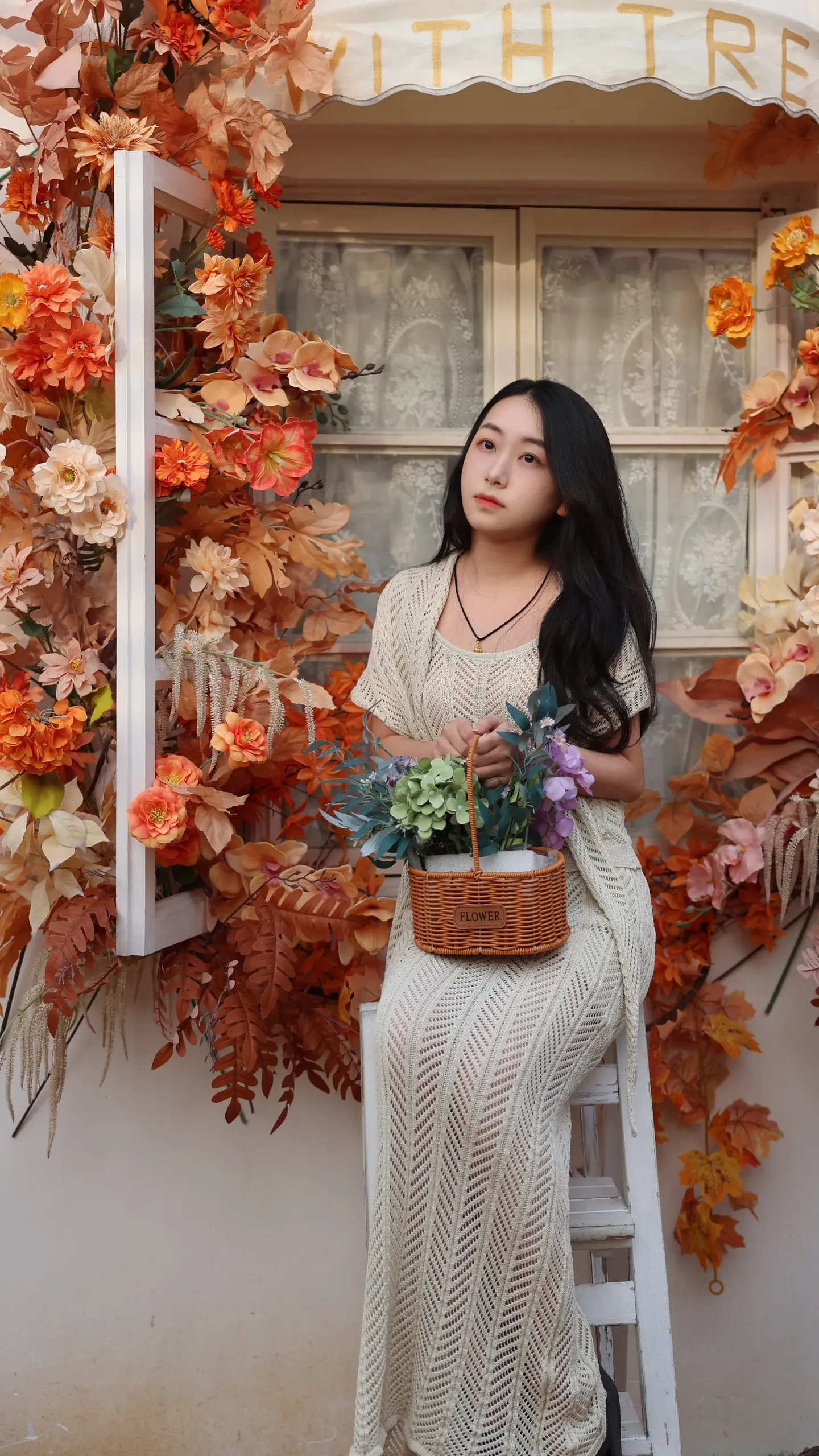 秋天甜美风 氛围感美女 摄影