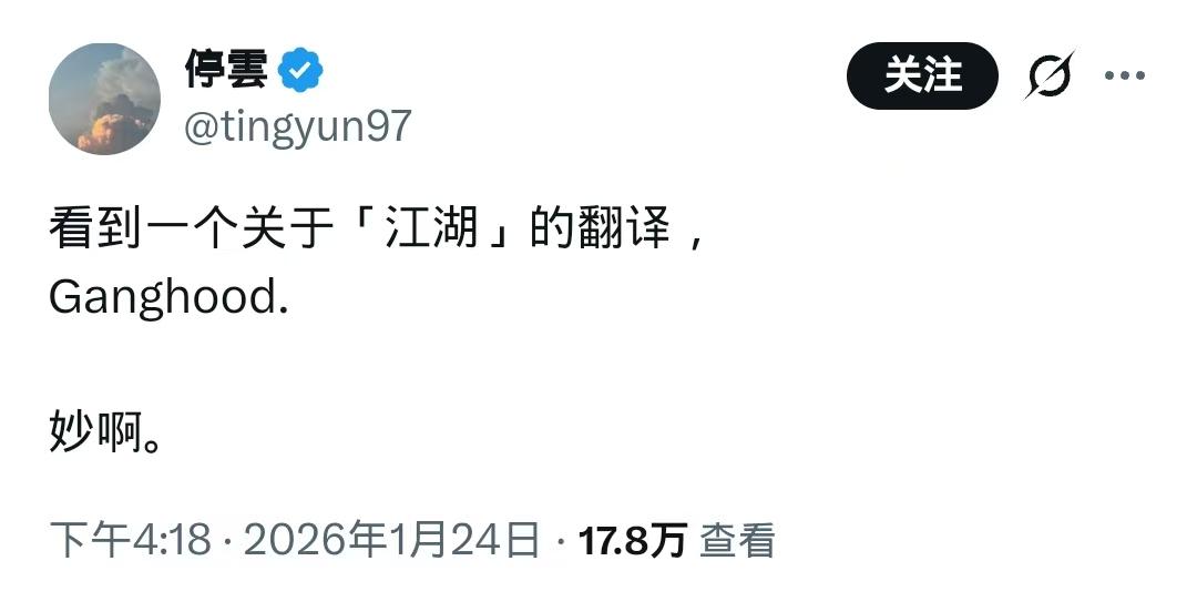 “江湖”译为Ganghood，哪里妙了？

一听就是《教父》中纽约的意大利黑帮。