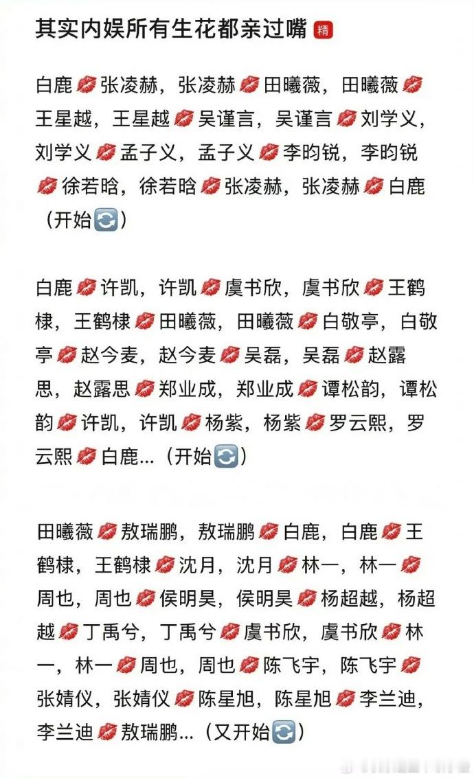 内娱生花kiss关系图 谁这么闲整理的 ​​​