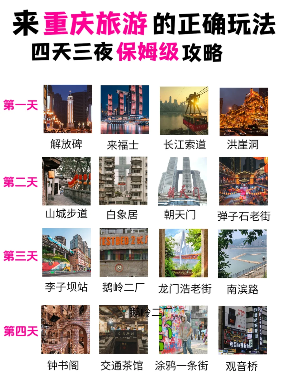 重庆四天三夜保姆级游玩攻略🔥国庆就出发