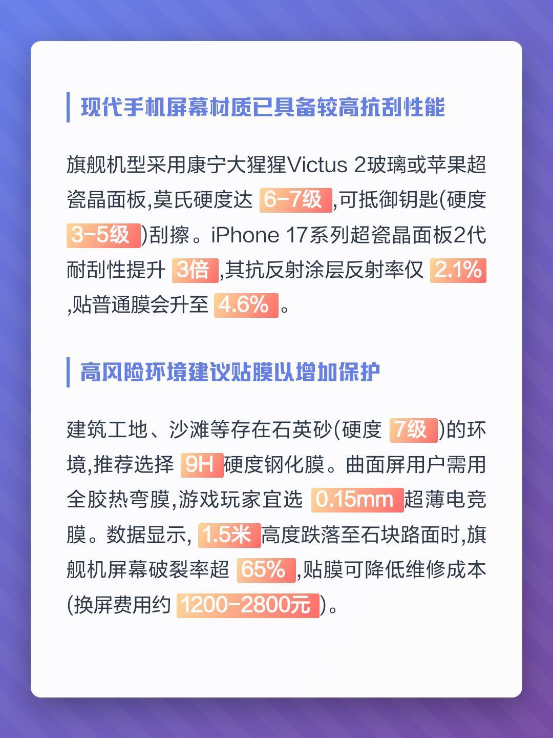 余承东称pura90pm不贴膜放心用 手机贴膜很有必要！主要看使用场景。现在手机