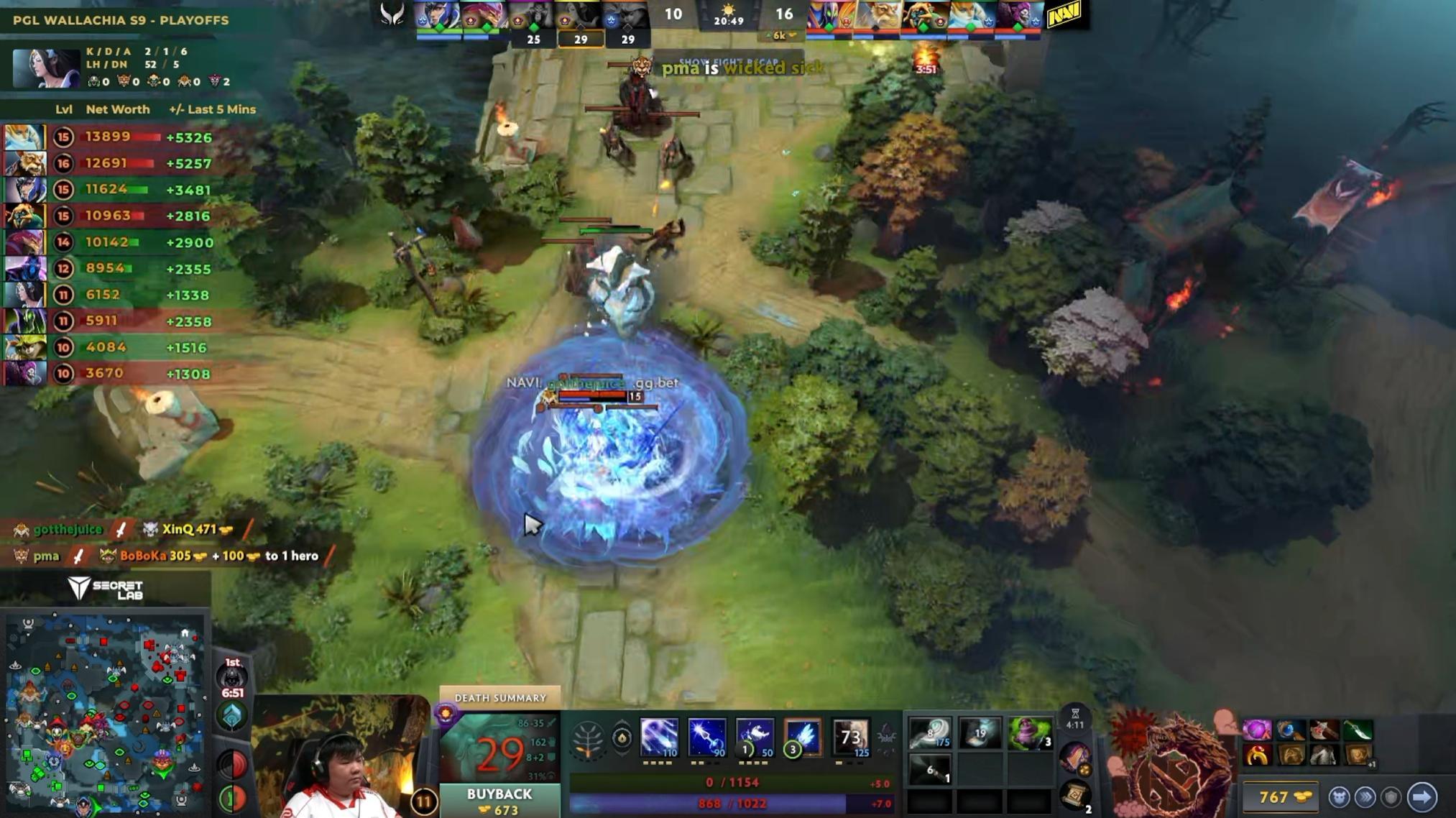 DOTA2 PGL瓦拉几亚第九季淘汰赛败者组半决赛XG对阵Na'Vi战队BO3第