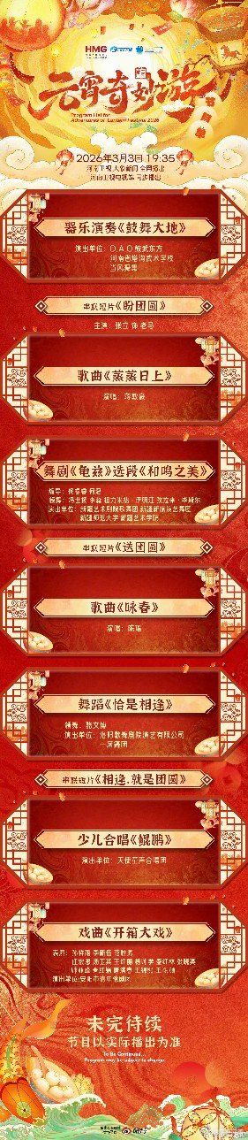 元宵奇妙游烟火蒸腾，新岁流光，元宵甜润，灯火温暖。今晚 19:35 ，全网与电视