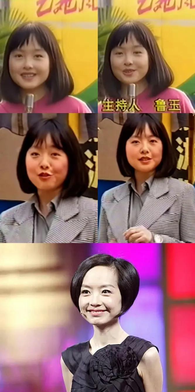 1993年鲁豫在央视实习那会儿，脸上看着挺有肉感的。后来她因为头相对显得大，被人