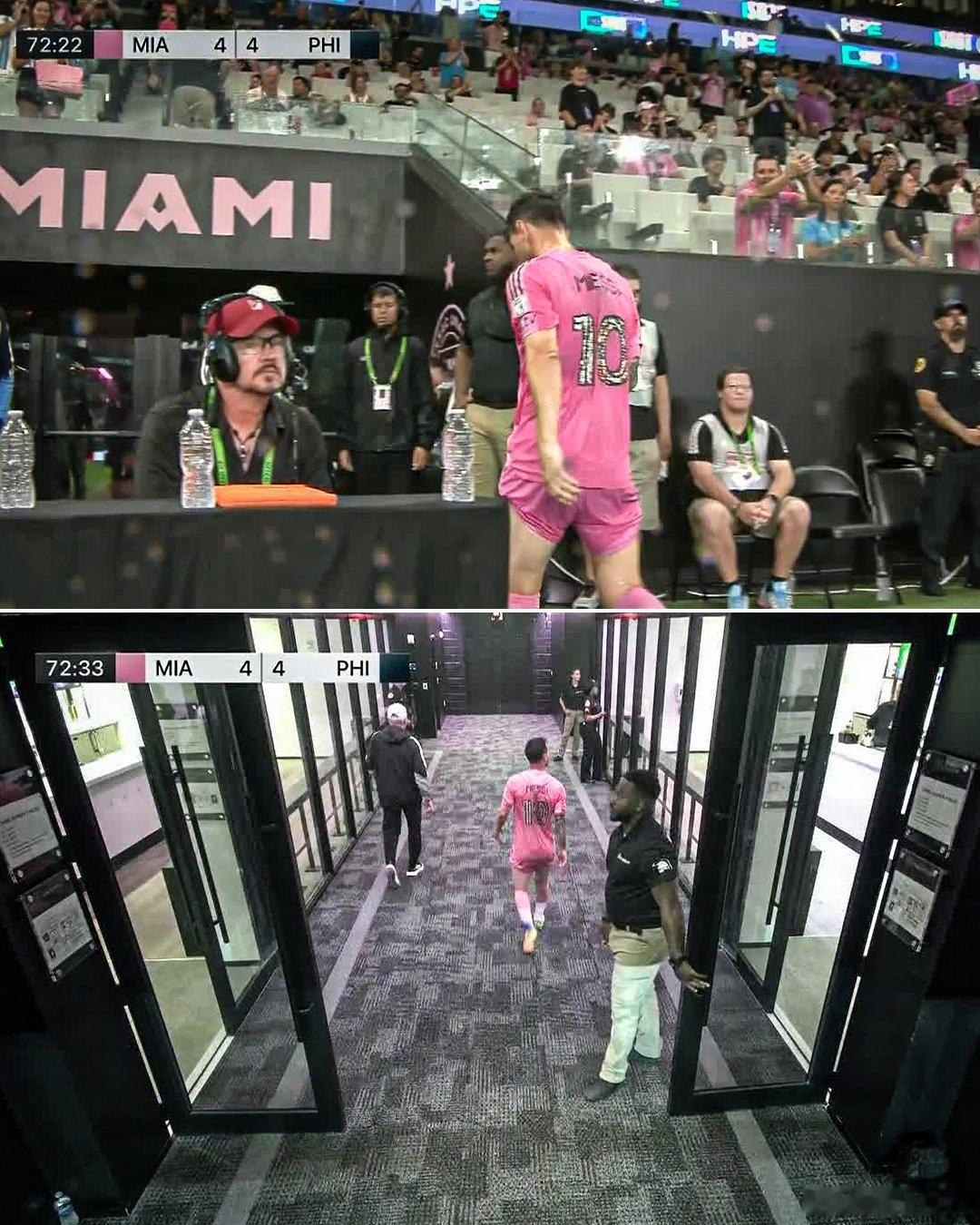 【ESPN曝梅西下场因腿筋不适】5月25日，据直播吧：今早美职联常规赛，迈阿密国
