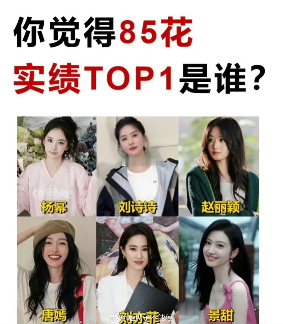 85花实绩Top1还真不好选，人人都有大爆剧。 ​​​