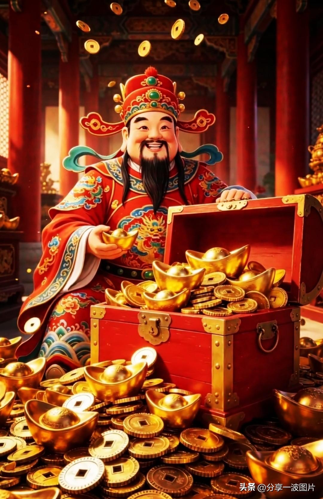 财库大开，金银满堂。
人这一生，努力是根基，机缘是加持。
财神启箱，洒落万般财气