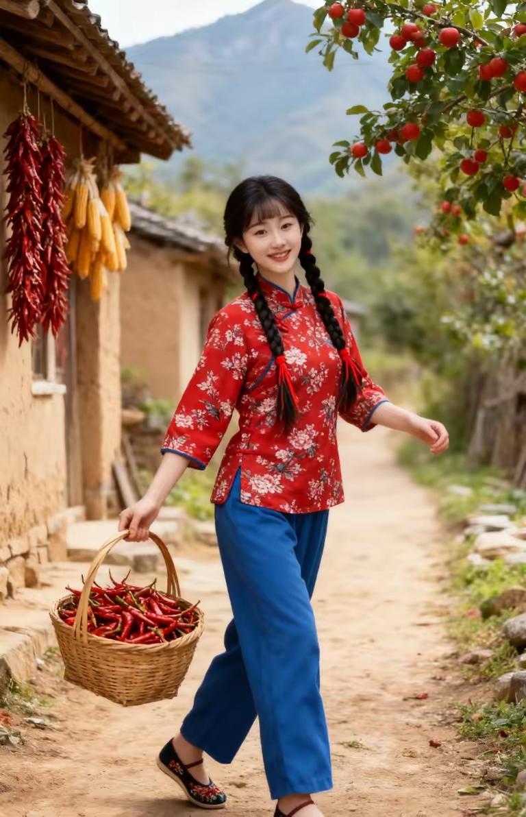 天净沙·村姑风姿
村姑娇俏如花，
花袄盈笑无邪。
自立门庭志雅。
温柔贤恰，
待