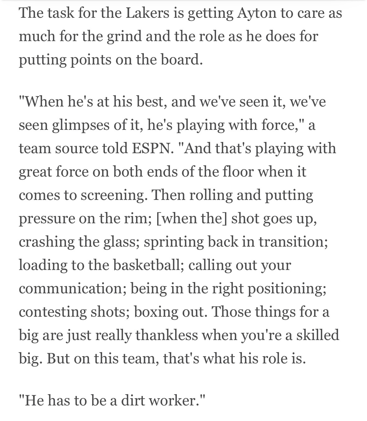 湖人记者Dave McMenamin：湖人现在要做的，就是让艾顿像在乎得分一样，