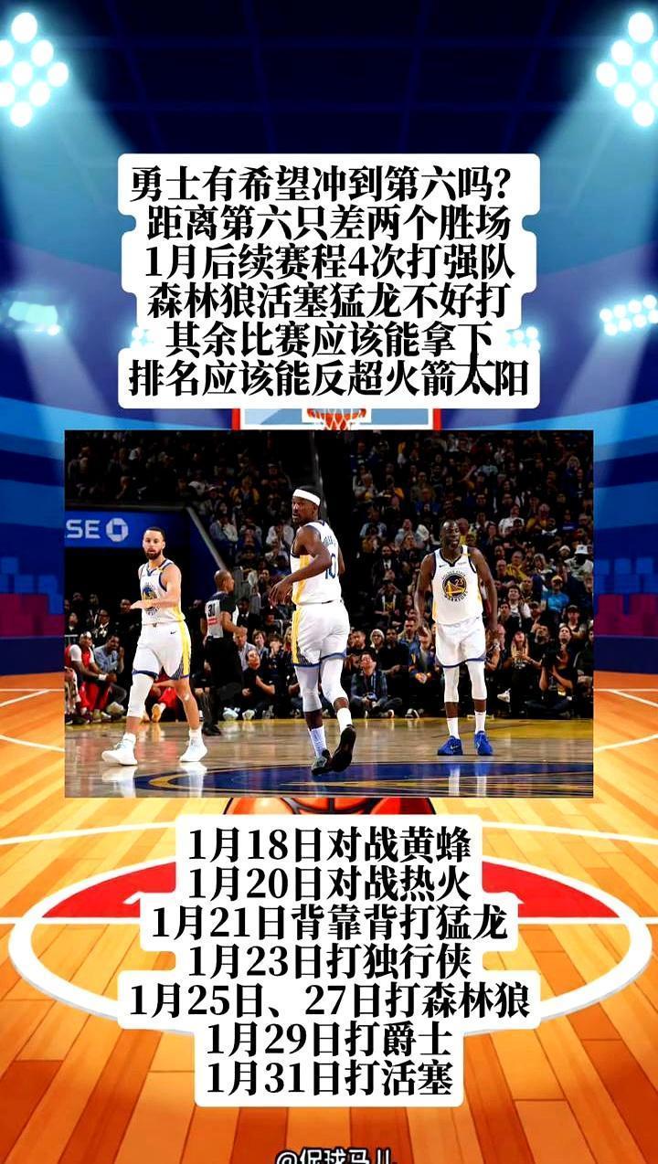 勇士现在23胜19负，卡在西部第七第八，离第六火箭就差两场球。说白了，这差距就是
