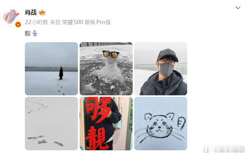 肖战堆的雪人倒了粉丝给肖战的雪人缝缝补补 肖战堆了一个戴墨镜的雪人。结果雪人因为