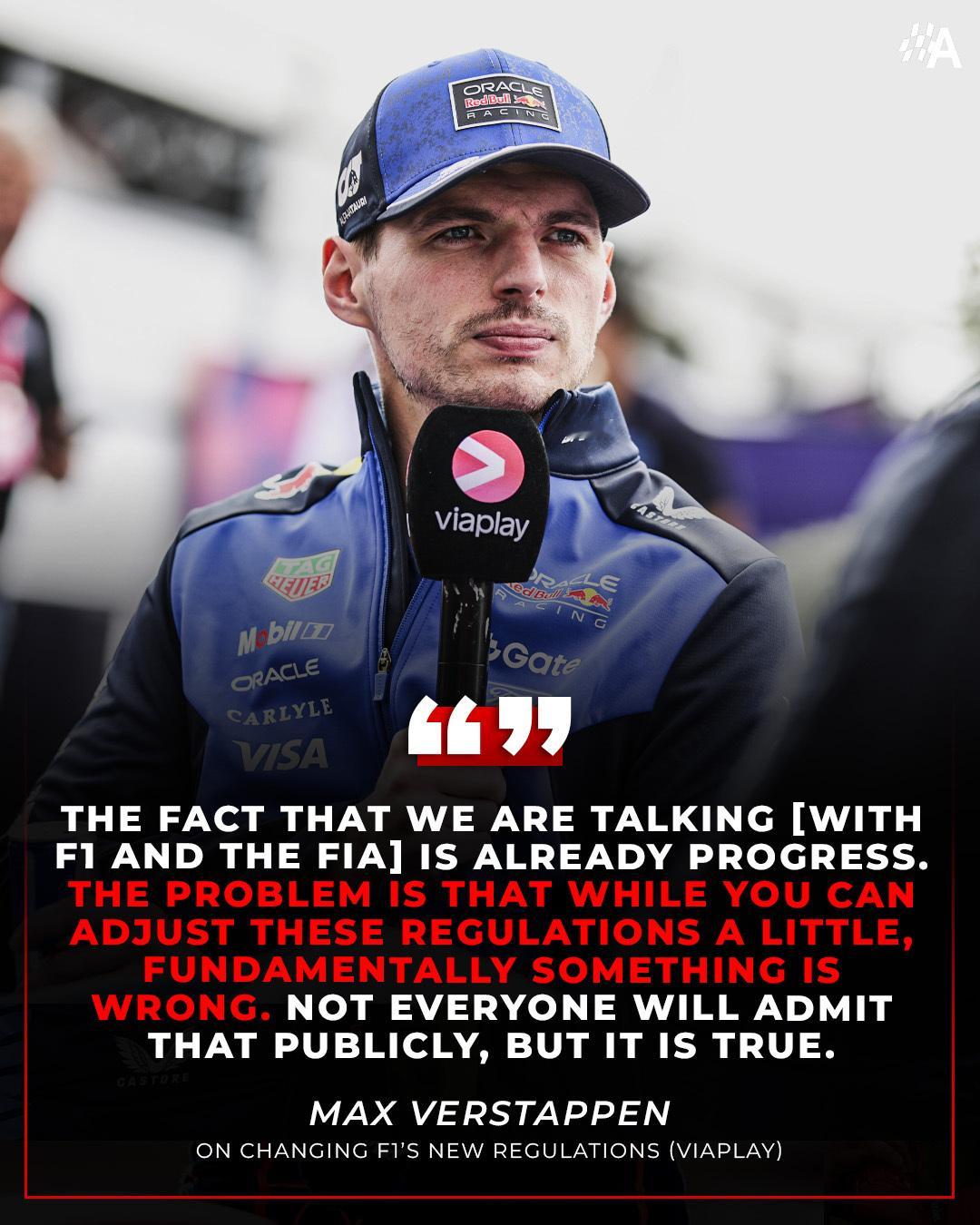 维斯塔潘：“F1的新规在根本上存在缺陷，不是每一个人都愿意公开承认，但这是事实。