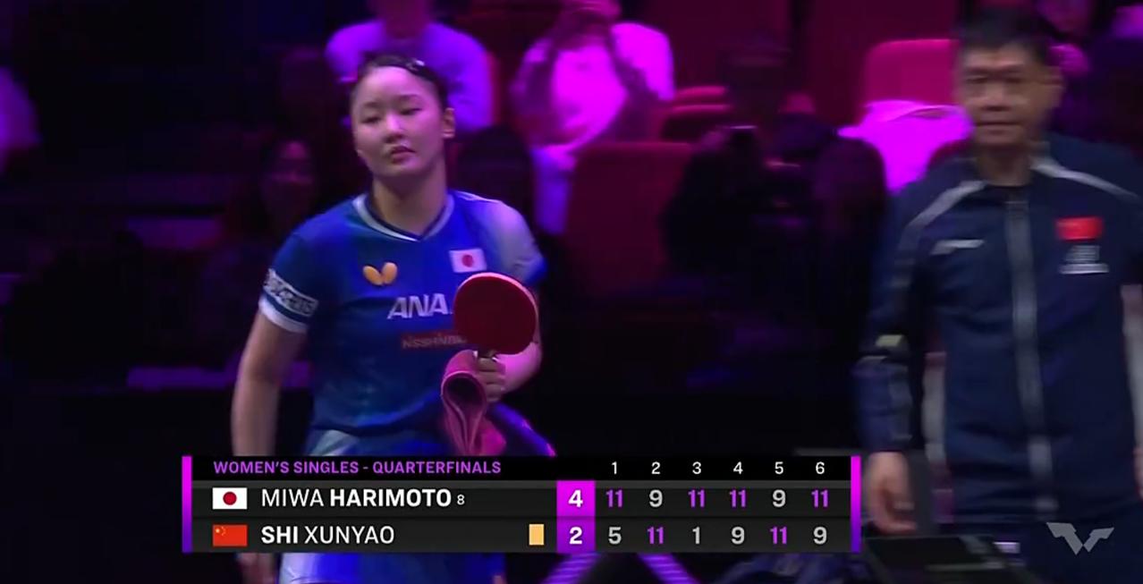 【张本美和11-9石洵瑶，把握住了关键分，进入半决赛】
这一局发接发进入白热化，