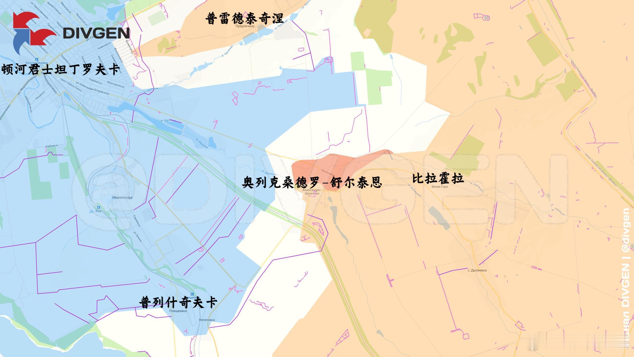 俄军完全解放了奥列克桑德罗-舒尔泰恩来源：DIVGEN 🚩 Карта СВО
