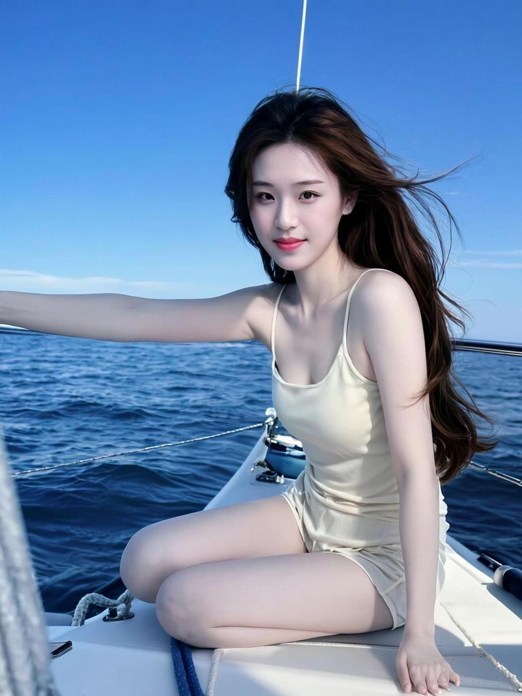 海风一吹，头发乱飞，我这造型是随风飘逸还是随波逐流？船在海上跑，我在船上跳，AI