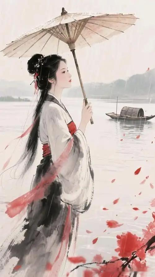 《寄远》
——唐.杜牧
南陵水面漫悠悠，
风紧云轻欲变秋。
正是客心孤回处，
谁