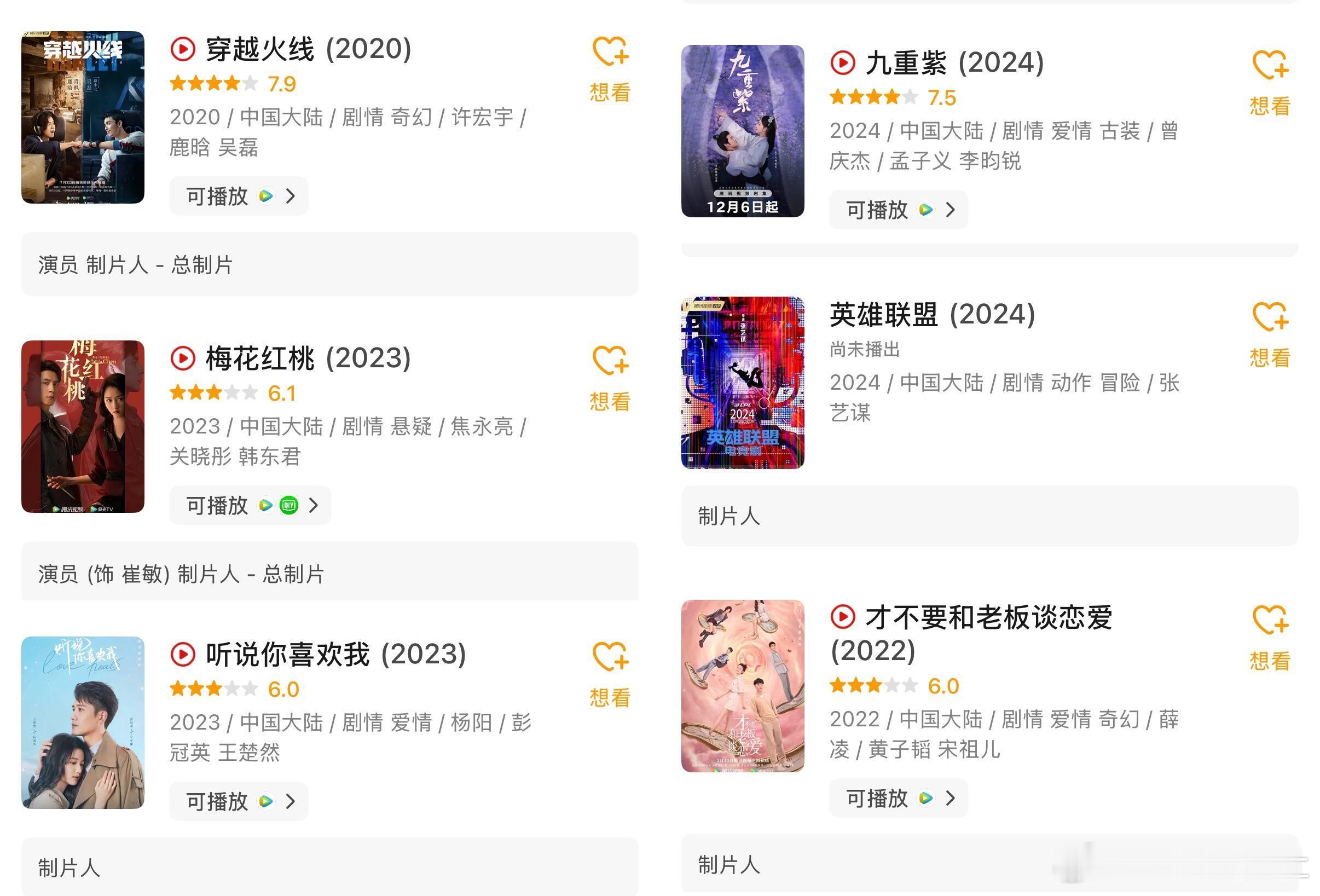 张萌当制片人比当演员更有成绩，《穿越火线》《九重紫》《梅花桃红》款款是爆剧，还能