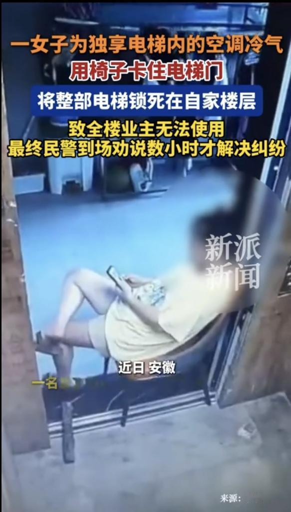 “脸比城墙还厚！”安徽，一女子为了省电费，不开自家空调，独享电梯里的冷气。她竟然
