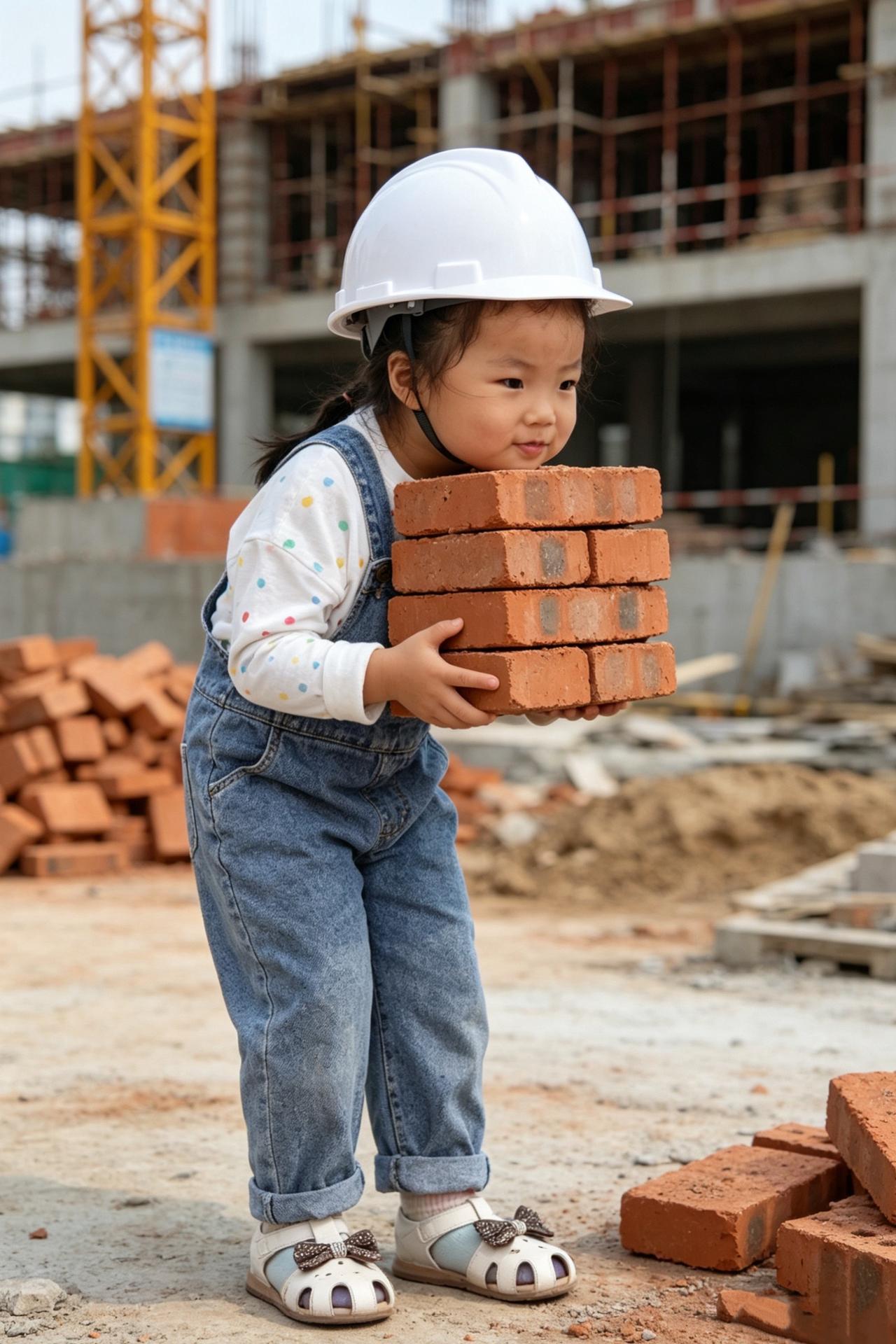 每个孩子都有一个挖机梦 挖机小孩 工地搬砖娃 维修从娃娃抓起